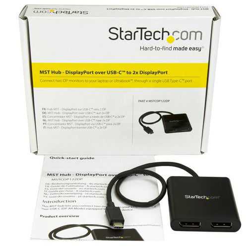 MSTCDP122DP - STARTECH.COM 2-PORT USB-C TO DISPLAYPORT MST HUB - DUAL 4K VIDEO SPLITTER, 3 YR