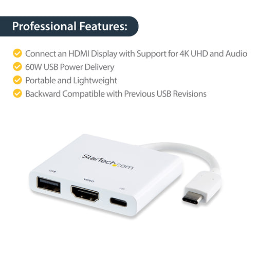 StarTech.com CDP2HDUACPW - USB-C 4K HDMI MULTIFUNCTION ADAPTER - PD