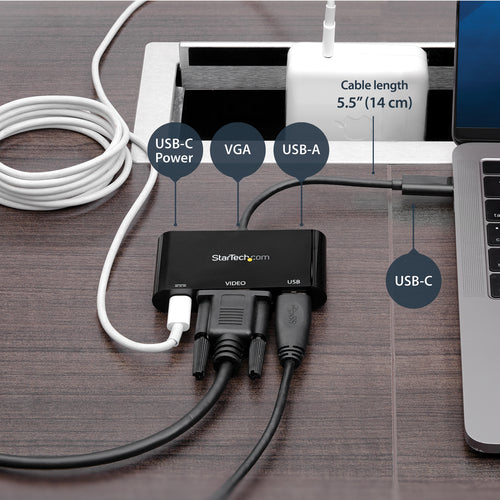 StarTech.com CDP2VGAUACP - USB-C to VGA Multifunction Adapter - PD