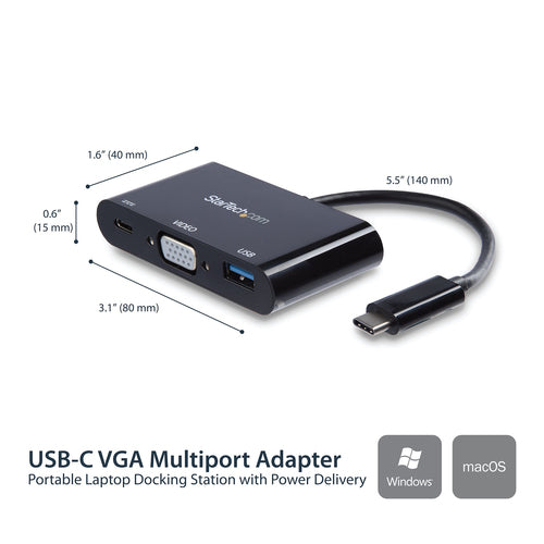 StarTech.com CDP2VGAUACP - USB-C to VGA Multifunction Adapter - PD