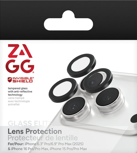 ZAGG InvisibleShield Premium CameraRings Lens Protector, Black, Apple iPhone 17 Pro, iPhon