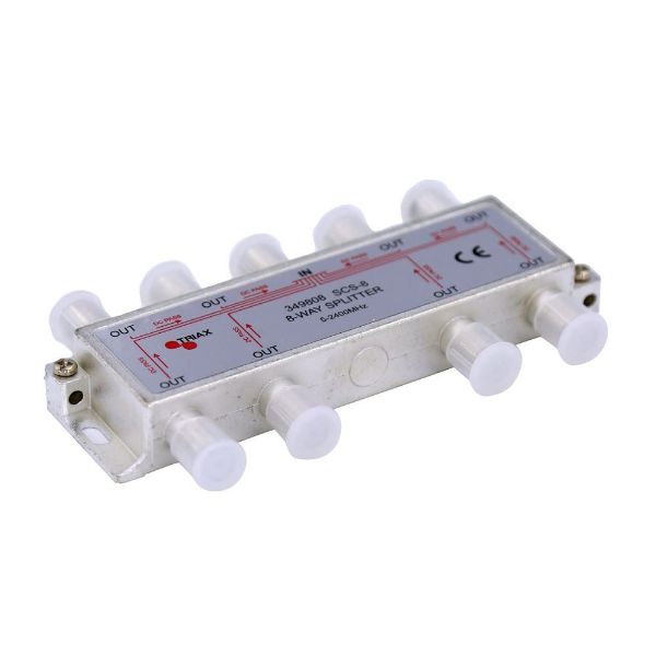 TRIAX 349808 - RF 8-Way Splitter 5-2400MHz. All ports power pass - diode steered