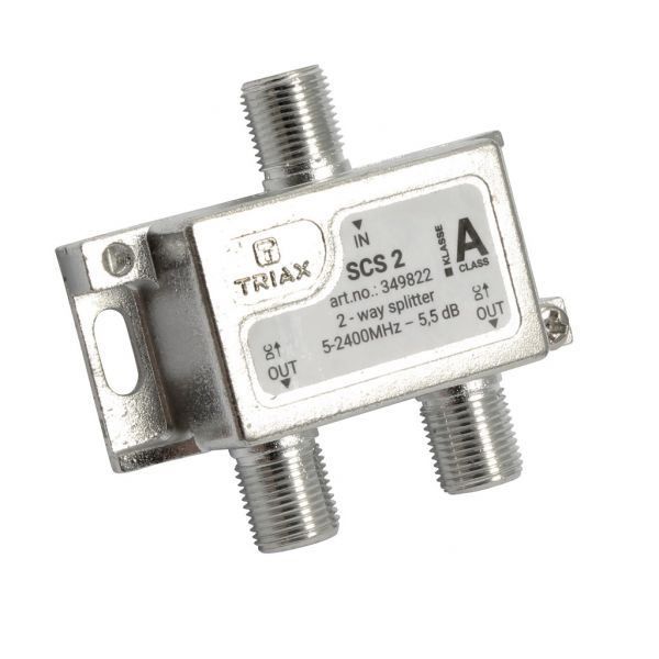 TRIAX 349822 - RF 2-Way Splitter 2.4GHz. Coaxial Splitter for SAT-IF & MATV Distribution Networks.