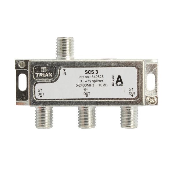 TRIAX 349823 - RF 3-Way Splitter 5 2400MHz. All Ports Power Pass - Diode Steered