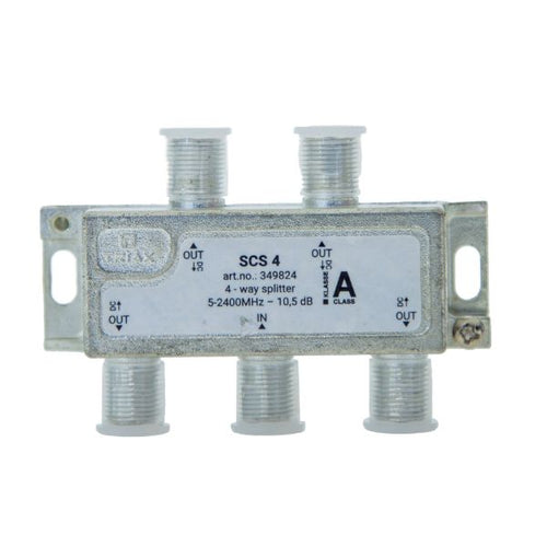 TRIAX 349824 - RF 4-Way Splitter 5-2400MHz. All ports power pass - diode steered