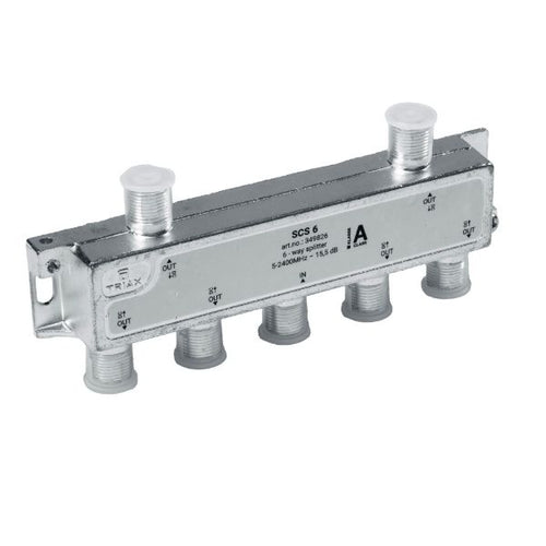 TRIAX 349826 - RF 6-Way Splitter 5-2400MHz. All ports power pass - diode steered