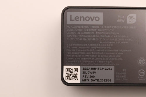 IBM Power Adapter AC 65W 20VDC 3.25A USB Type-C Output - C6 3-Pin AC Input - FRU