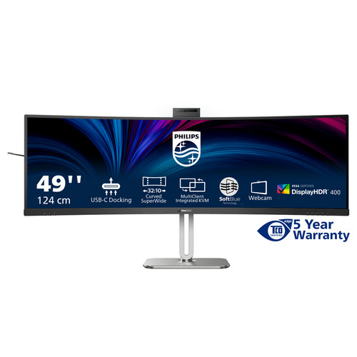 49B2U6900CH/75 - PHILIPS 49B2U6900CH/75 49" 32:9 CURVE DUAL QHD,HDMI,DP,USB-C DOCK,RJ45,AI CAM,SPKR,4YR