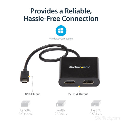 StarTech.com MSTCDP122HD - USB-C to HDMI MST Multi-Monitor Splitter