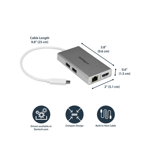 StarTech.com DKT30CHPDW - USB C Multiport Adapter - PD - Silver.