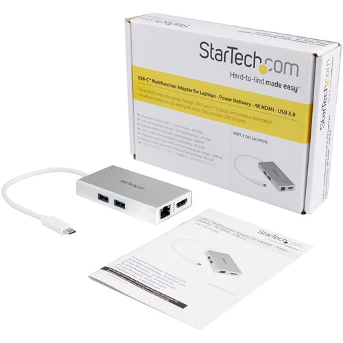 StarTech.com DKT30CHPDW - USB C Multiport Adapter - PD - Silver.