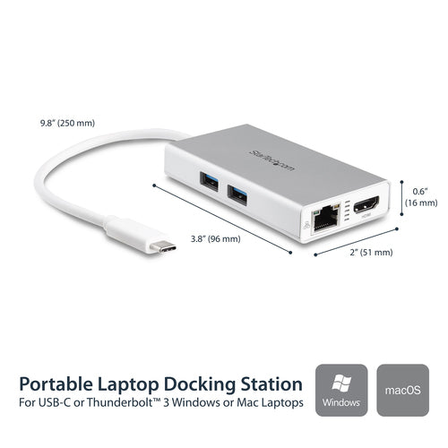 StarTech.com DKT30CHPDW - USB C Multiport Adapter - PD - Silver.