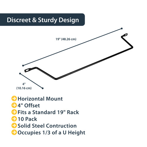 CMLB104 - STARTECH.COM HORIZONTAL CABLE LACING BARS FOR RACKS - 4IN OFFSET - 10 PACK 2 YR
