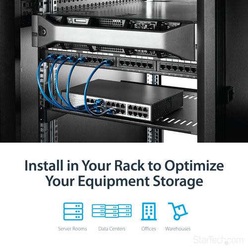 StarTech.com CABSHELF116V - Vented 1U Rack Shelf - 16in Deep