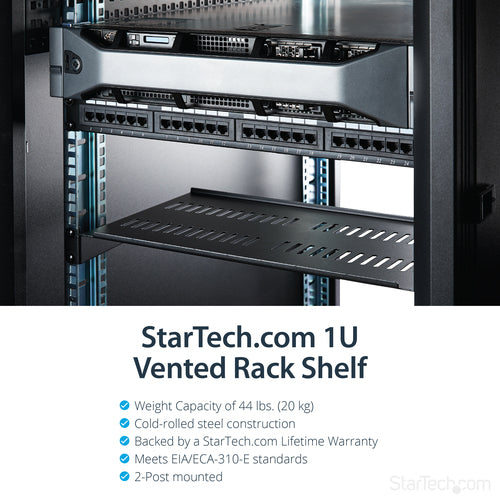 StarTech.com CABSHELFV1U - VENTED 1U RACK SHELF - 10IN DEEP
