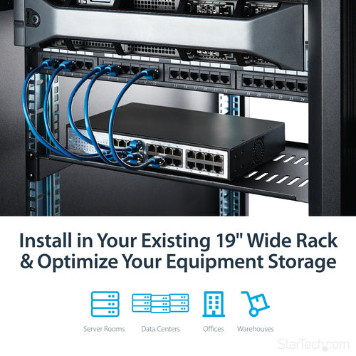 StarTech.com CABSHELFV1U - VENTED 1U RACK SHELF - 10IN DEEP