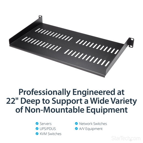 StarTech.com CABSHELFV1U - VENTED 1U RACK SHELF - 10IN DEEP