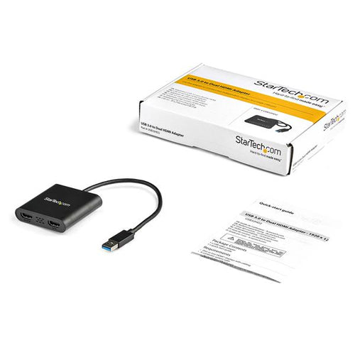 StarTech.com USB32HD2 - USB to Dual HDMI Adapter - 4K
