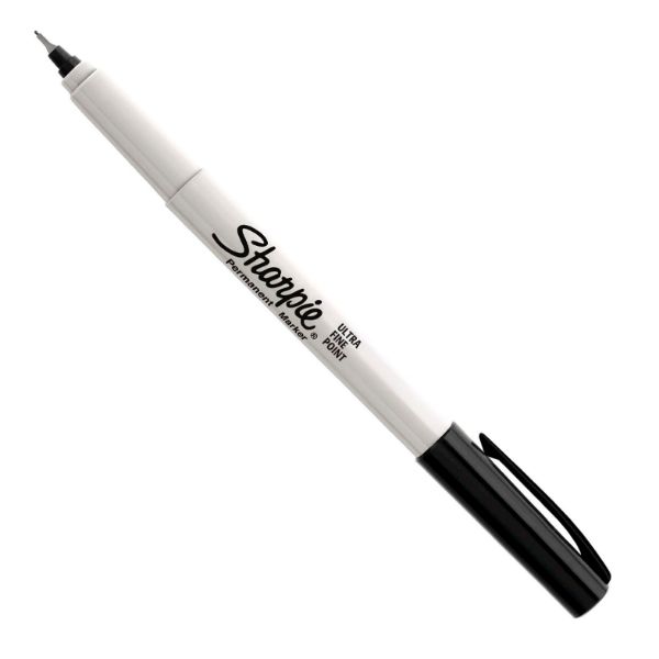 SHARPIE 37001 - Ultra Fine Point (MOQ 12) Permanent Black Colour Marker. Permanent on most Surfaces