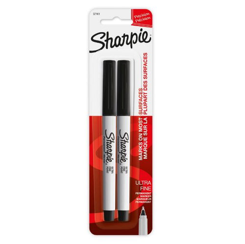 2-Pack Ultra Fine Point Permanent Black Colour Marker. Permanent on most Surfaces