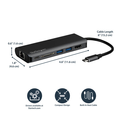 StarTech.com DKT30CSDHPD - USB-C Multiport Adapter w/ SD - HDMI GbE