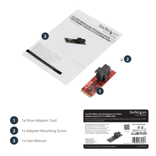 StarTech.com M2E4SFF8643 - U.2 to M.2 Adapter for 2.5 U.2 NVMe SSD
