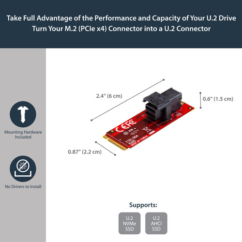 StarTech.com M2E4SFF8643 - U.2 to M.2 Adapter for 2.5 U.2 NVMe SSD