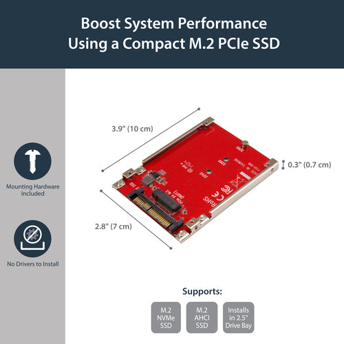 StarTech.com U2M2E125 - M.2 Drive to U.2 (SFF-8639) Host Adapter