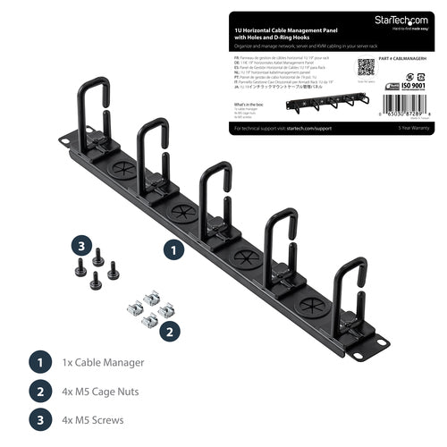 StarTech.com CABLMANAGERH - 1U Server Rack Cable Management Panel