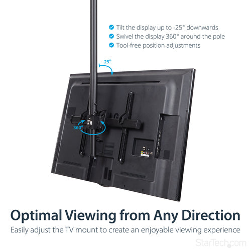 StarTech.com FPCEILPTBLP - Ceiling TV Mount - Long Pole - Steel