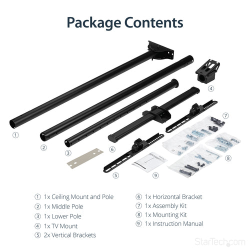 StarTech.com FPCEILPTBLP - Ceiling TV Mount - Long Pole - Steel