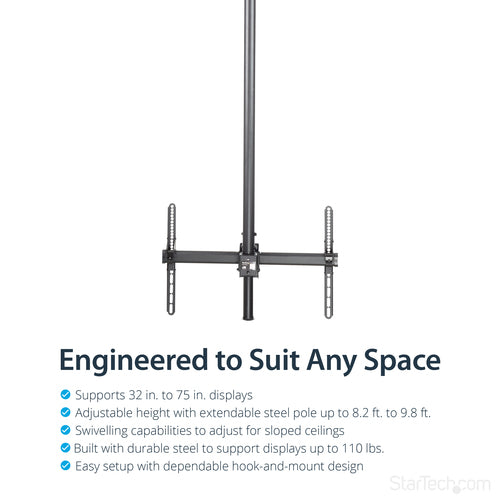 StarTech.com FPCEILPTBLP - Ceiling TV Mount - Long Pole - Steel