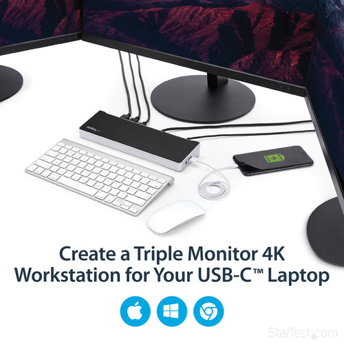 DK30CH2DPPD - STARTECH.COM USB-C DOCK - TRIPLE 4K MONITOR, 5X USB3.0, WINDOWS/MAC - 60W PD 3YR