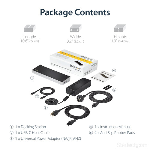 DK30CH2DPPD - STARTECH.COM USB-C DOCK - TRIPLE 4K MONITOR, 5X USB3.0, WINDOWS/MAC - 60W PD 3YR