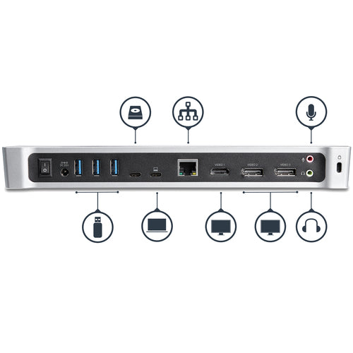 DK30CH2DPPD - STARTECH.COM USB-C DOCK - TRIPLE 4K MONITOR, 5X USB3.0, WINDOWS/MAC - 60W PD 3YR