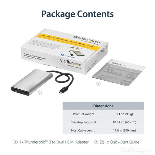 StarTech.com TB32HD24K60 - Thunderbolt 3 to Dual HDMI - 4K 60Hz