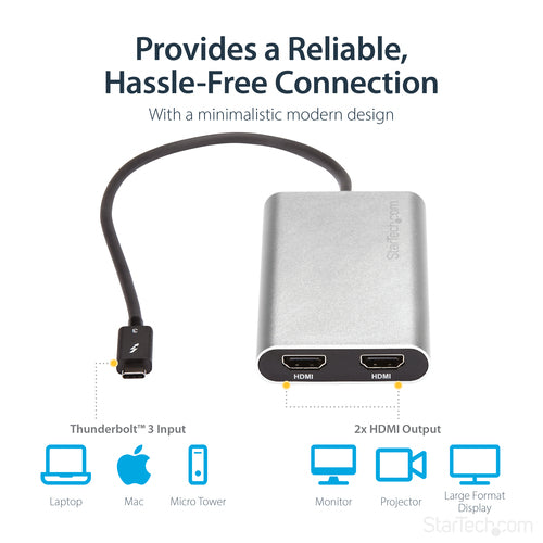 StarTech.com TB32HD24K60 - Thunderbolt 3 to Dual HDMI - 4K 60Hz