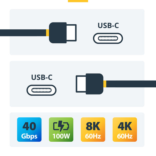 STARTECH.COM 6FT (2M) THUNDERBOLT 4 CABLE, 40GBPS, 100W PD, INTEL-CERTIFIED TB CABLE 2 YR