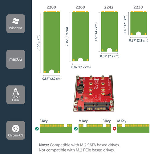 StarTech.com S322M225R - Dual-Slot M.2 to SATA Adapter - RAID