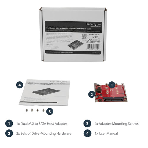 StarTech.com S322M225R - Dual-Slot M.2 to SATA Adapter - RAID