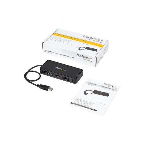 StarTech.com USBA2DPGB - USB to Dual DisplayPort Mini Dock - 4K