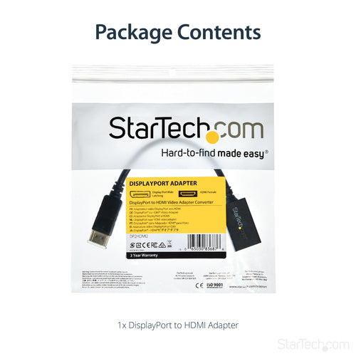 DP2HDMI2 - STARTECH.COM DISPLAYPORT TO HDMI ADAPTER - DP 1.2 TO HDMI VIDEO CONVERTER 3 YR