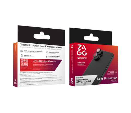 Zagg InvisibleShield iPhone 16/16 Plus Premium Glass (CameraRings)