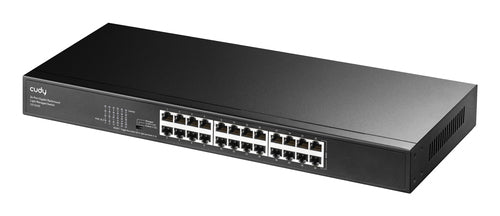 GS1024E - CUDY 24-Port Gigabit Managed Desktop Switch in Metal Case. 16x 10/100/1000M RJ45 Ports, IGMP Snooping, Loop Detection / Prevention, 802.1p/DSCP QoS, Power Saving, Plug & Play.
