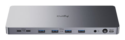 CUDY CS700 - 13-in-1 Multi-port 10Gbps Slim USB-C Dual 4k Docking Station 150W PSU. Inc 2x DP 1.2 2x