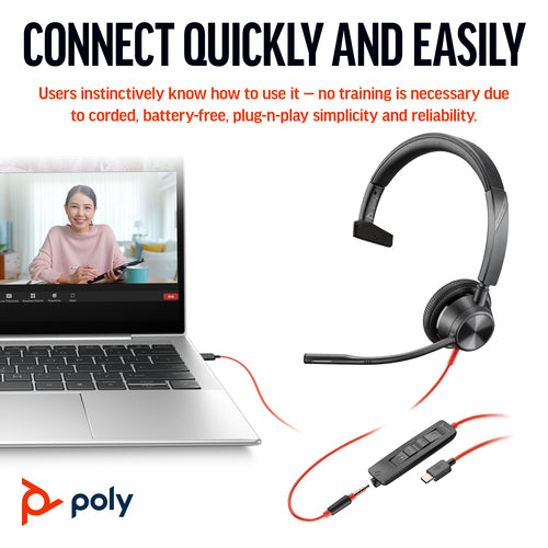 HP 8X218AA - Poly BW 3315 -M USB-C HS +USB-C/A