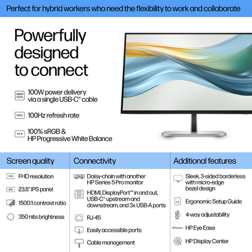HP Series 5 Pro 524pu 23.8 inch FHD USB-C Monitor