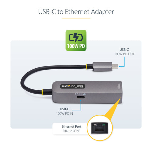 2GPD3-USB-C-ETHERNET - STARTECH.COM 2.5GBE USB-C TO ETHERNET ADAPTER, 2 YR