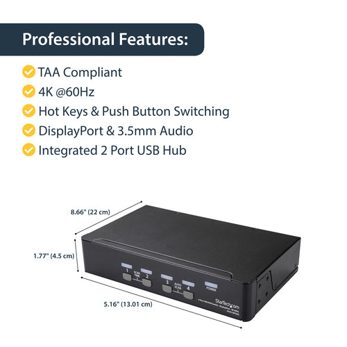 StarTech.com SV431DPUA2 - KVM Switch DisplayPort 4K 60Hz