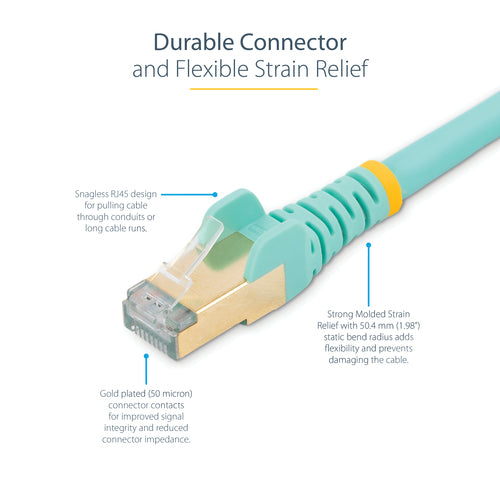 STARTECH.COM 3M AQUA CAT6A ETHERNET CABLE - SHIELDED (STP), LTW